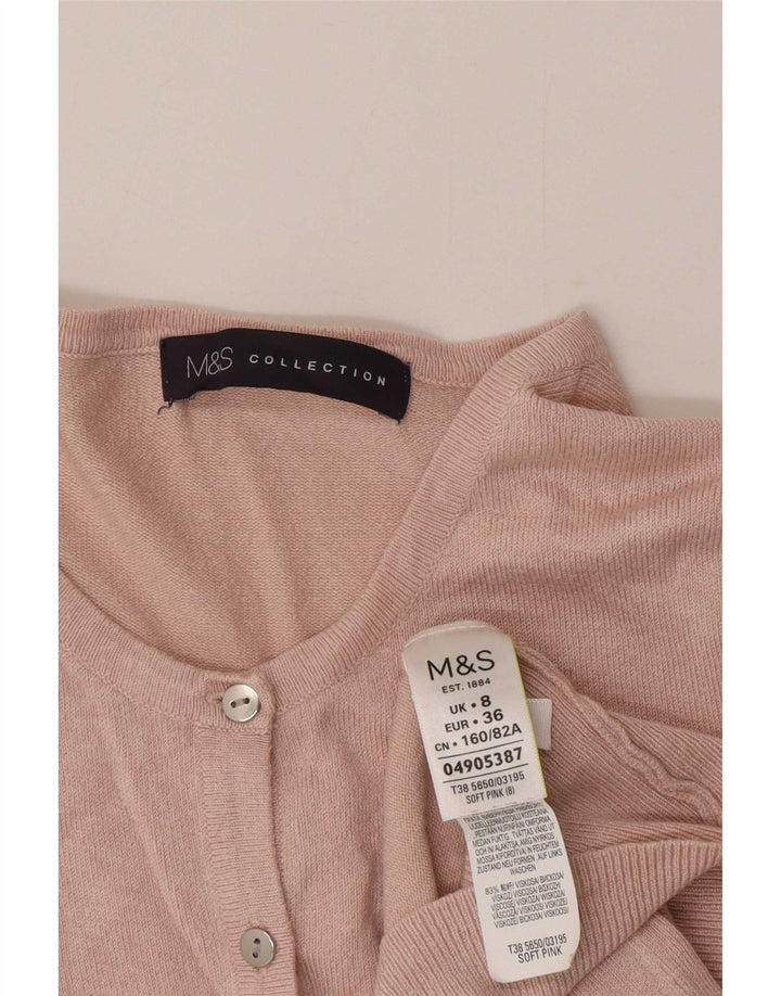 Marks & Spencer Womens Cardigan Sweater UK 8 Small Pink Viscose
