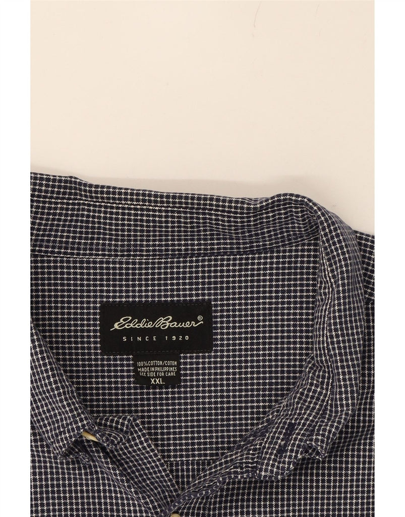 EDDIE BAUER Mens Shirt 2XL Navy Blue Check Cotton Vintage Eddie Bauer and Second-Hand Eddie Bauer from Messina Hembry 