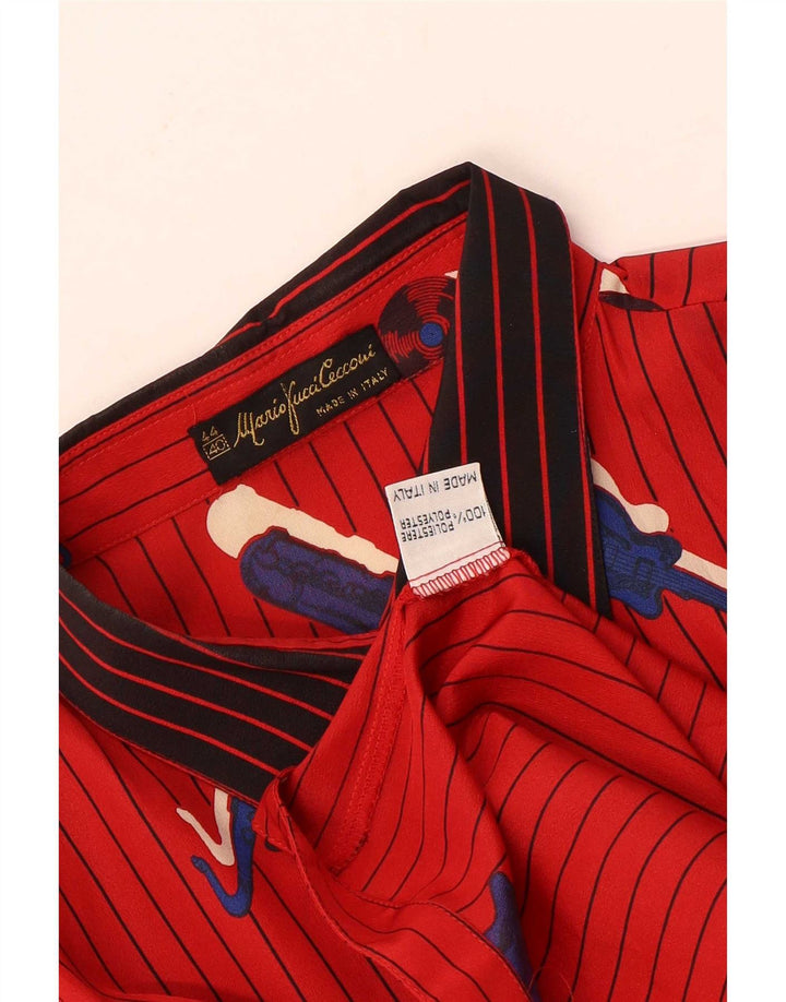 Mario Pucci Cecconi Womens Shirt Blouse IT 44 Medium Red Pinstripe