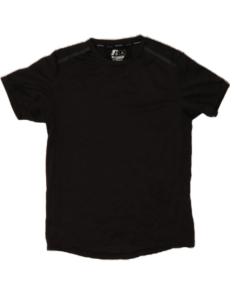 RUSSELL ATHLETIC Mens T-Shirt Top UK 38/40 Medium Black Polyester Vintage Russell Athletic and Second-Hand Russell Athletic from Messina Hembry 