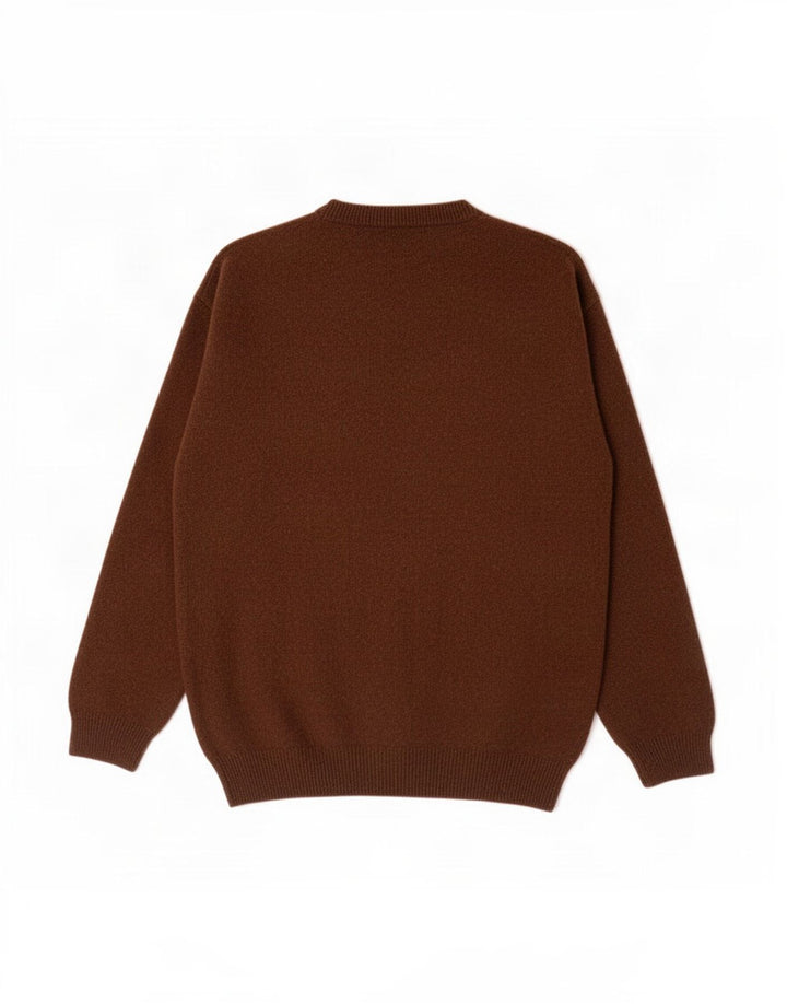 Marlboro Classics Mens V-Neck Jumper Sweater Medium Brown Wool