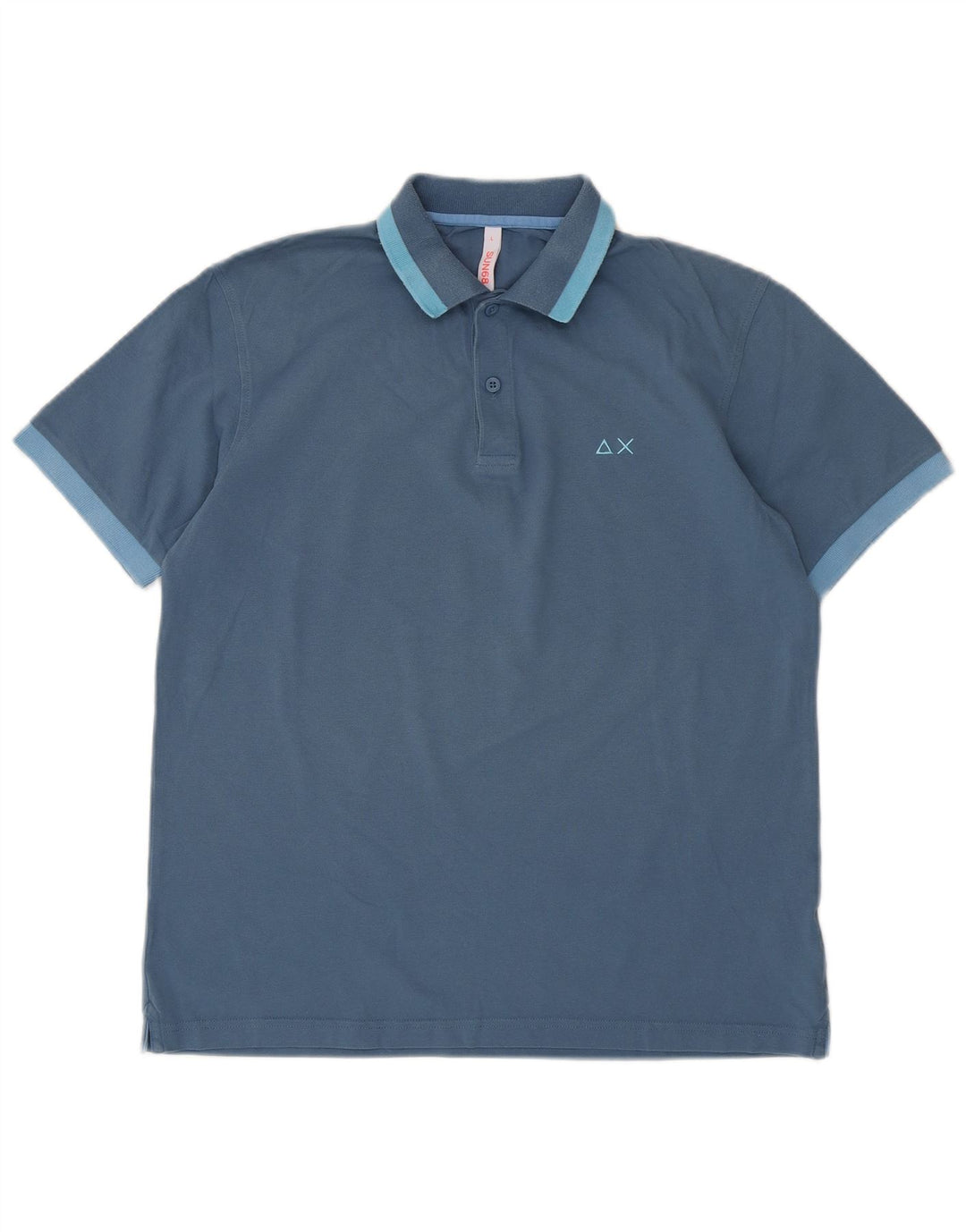 Sun68 Mens Polo Shirt Large Blue Cotton