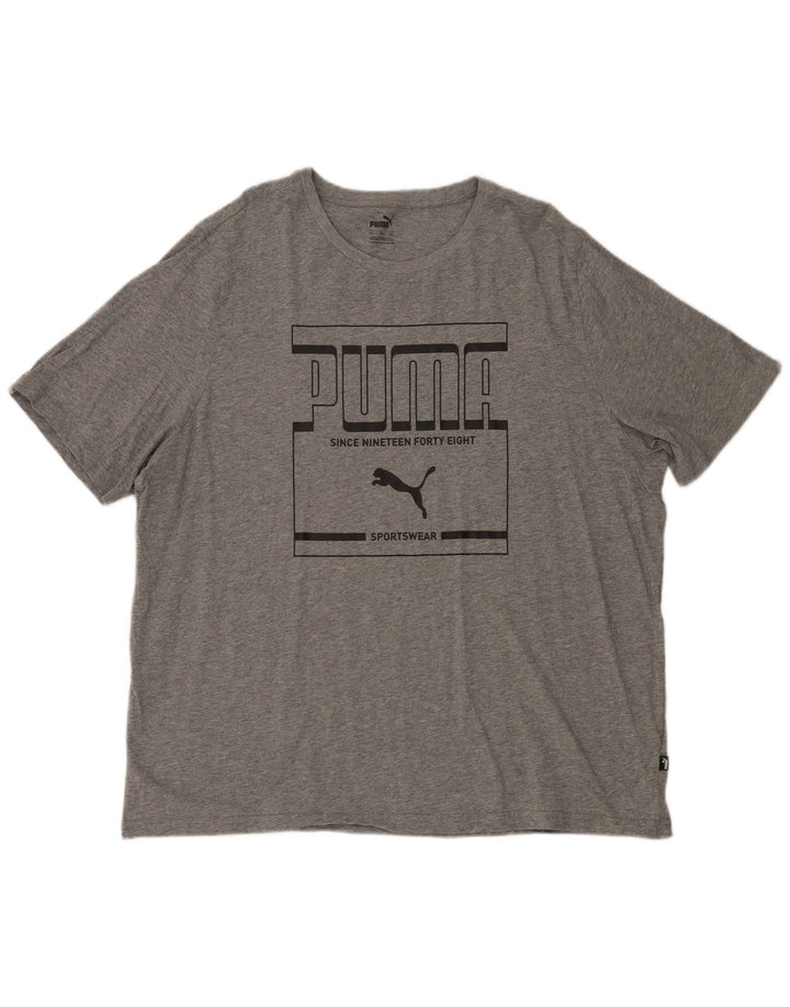 Puma Mens Graphic T-Shirt Top 2XL Grey Cotton