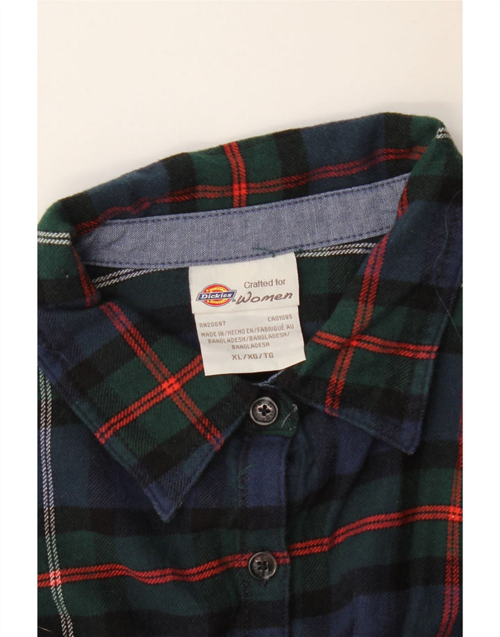 DICKIES Womens Oversized Flannel Shirt UK 18 XL Navy Blue Check