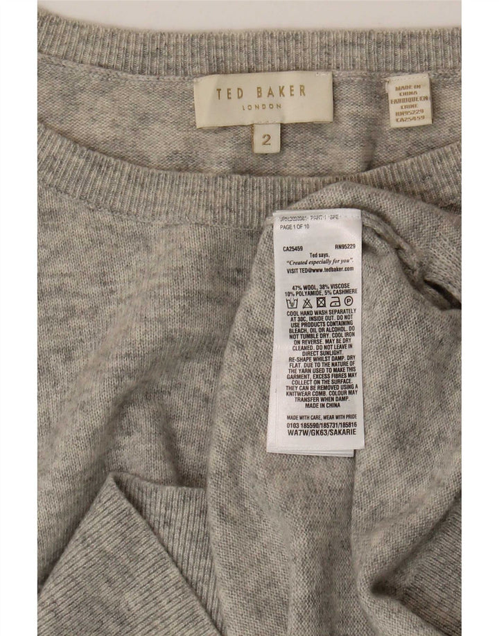 Ted Baker Womens Boat Neck Jumper Sweater Size 2 Small Grey Wool