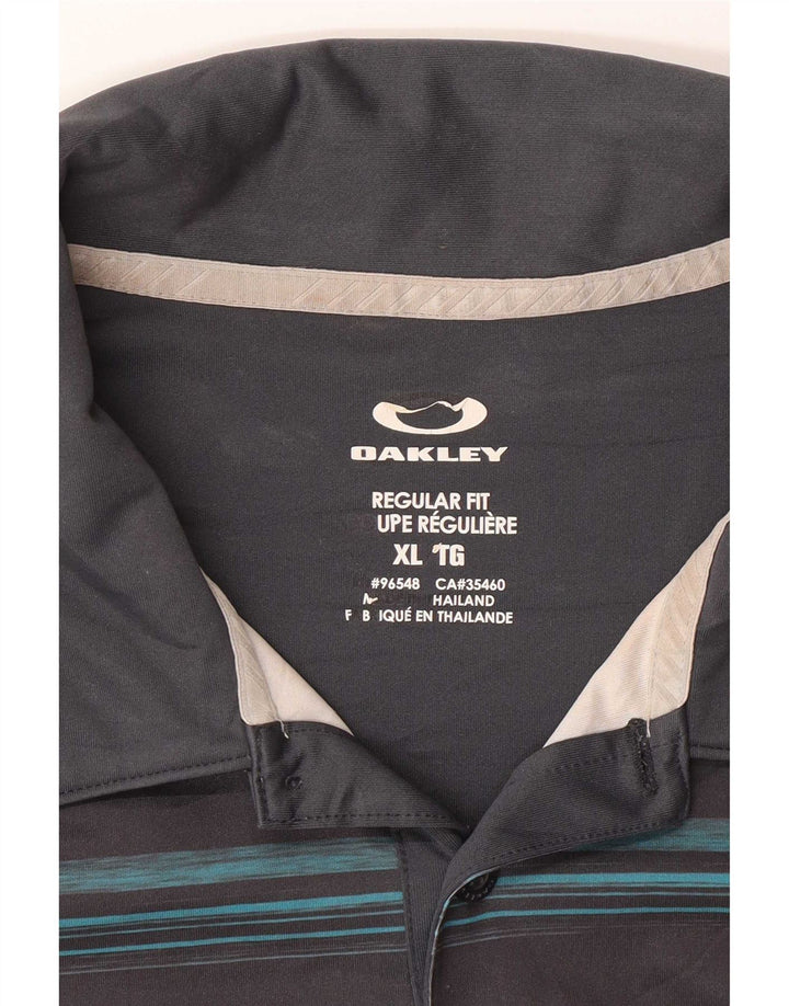 Oakley Mens Regular Fit Polo Shirt XL Grey Striped