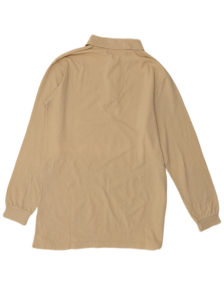 Kappa Mens Long Sleeve Polo Shirt Medium Beige Cotton
