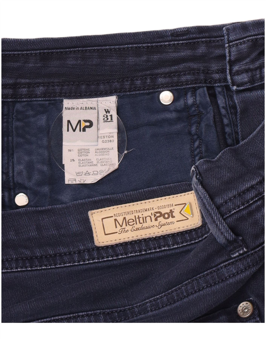Meltin' Pot Mens Denim Shorts W31 Medium Navy Blue Cotton