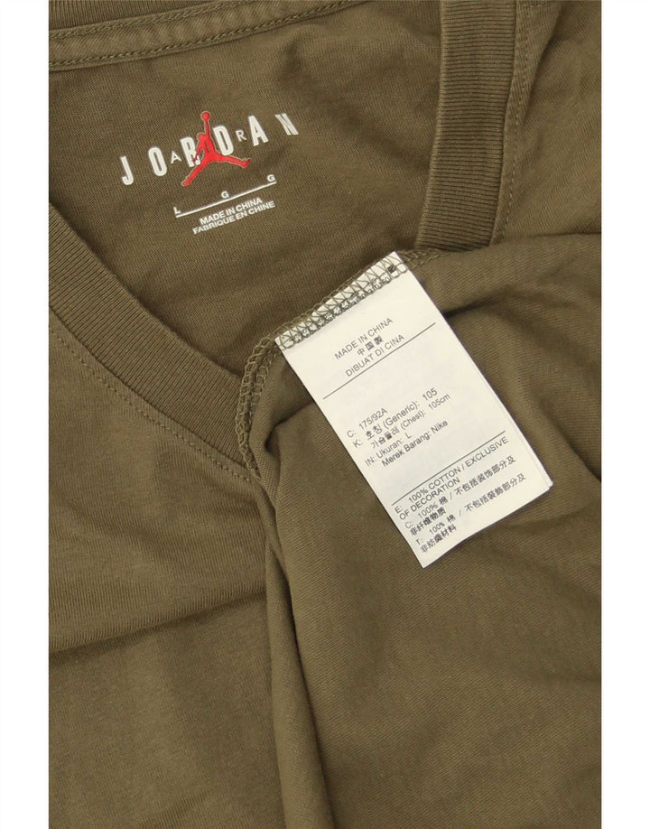 Jordan Mens Graphic T-Shirt Top Large Khaki Cotton