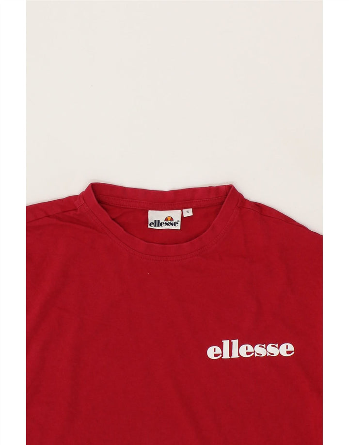 ELLESSE Womens Crop Oversized T-Shirt Top UK 10 Small Red Cotton Vintage Ellesse and Second-Hand Ellesse from Messina Hembry 