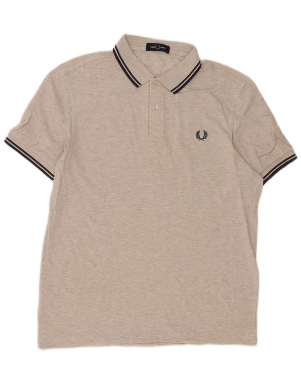 Fred Perry Mens Polo Shirt Large Beige Cotton