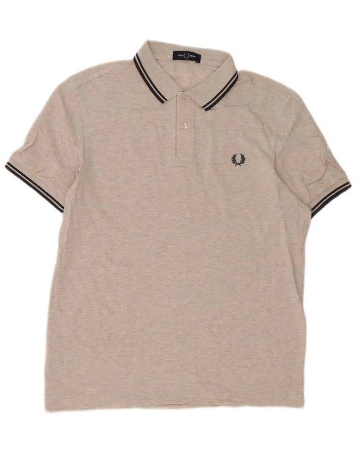 Fred Perry Mens Polo Shirt Large Beige Cotton
