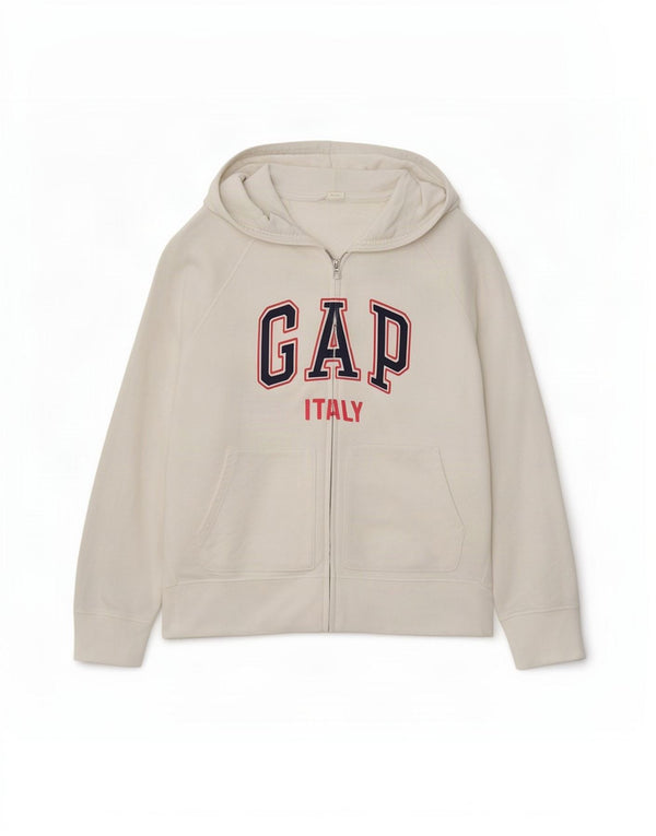Gap Womens Italia Graphic Oversized Zip Hoodie Sweater UK 18 XL White