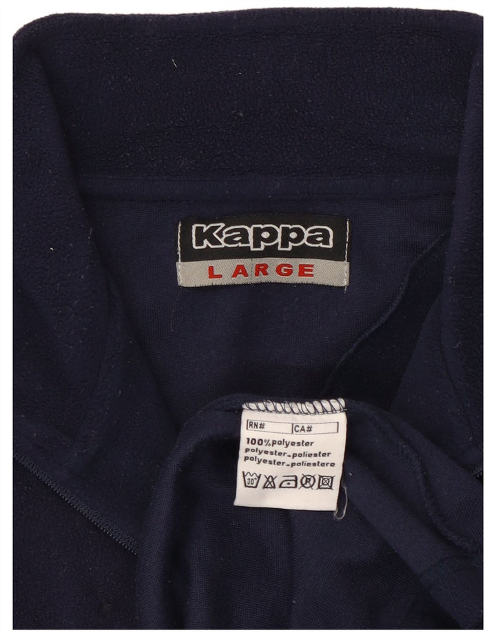 Kappa Mens Zip Neck Fleece Jumper Large Navy Blue Polyester