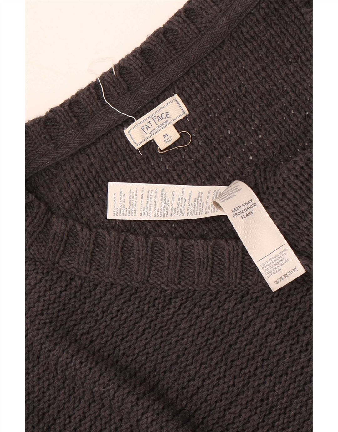 Fat Face Womens Short Sleeve V-Neck Jumper Sweater UK 14 Medium Black