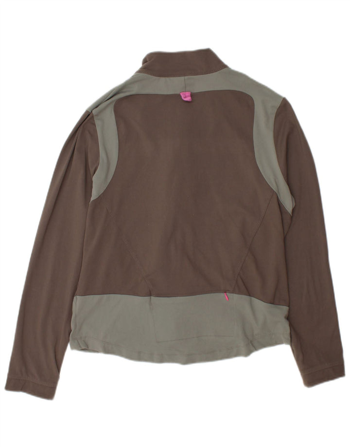 Marks & Spencer Womens Tracksuit Top Jacket UK 14 Large Brown Colourblock
