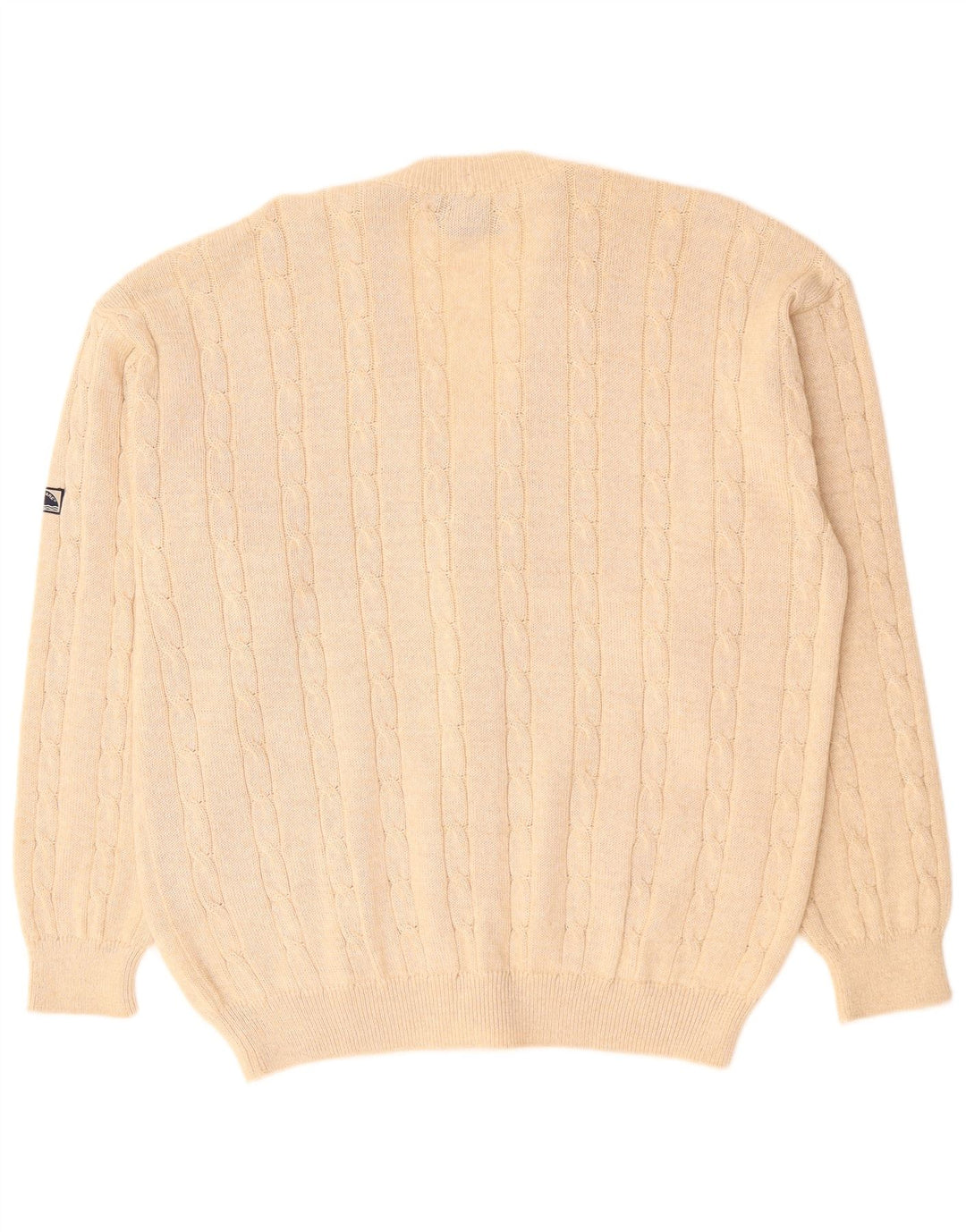 NAVIGARE Mens Cardigan Sweater XL Beige Flecked Merino Wool