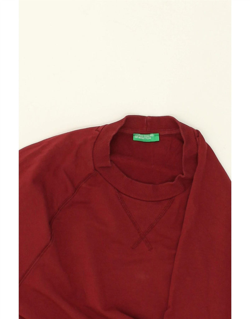 BENETTON Mens Sweatshirt Jumper Medium Burgundy Cotton Vintage Benetton and Second-Hand Benetton from Messina Hembry 