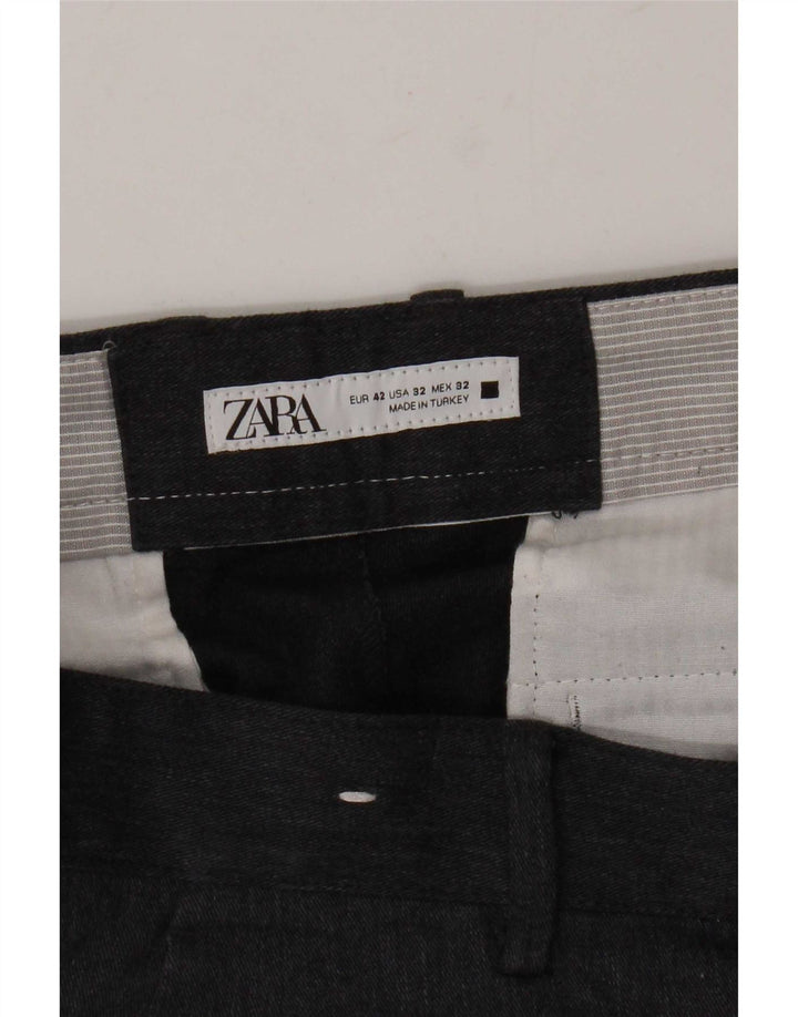 Zara Mens Slim Chino Trousers EU 42 Large W32 L32 Grey