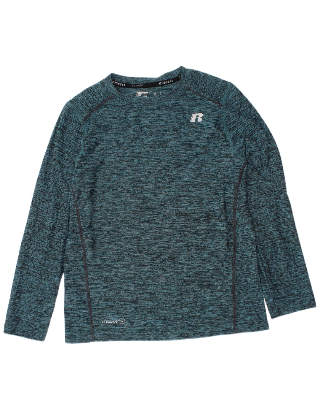 Russell Athletic Boys Top Long Sleeve 7-8 Years Medium Green Flecked