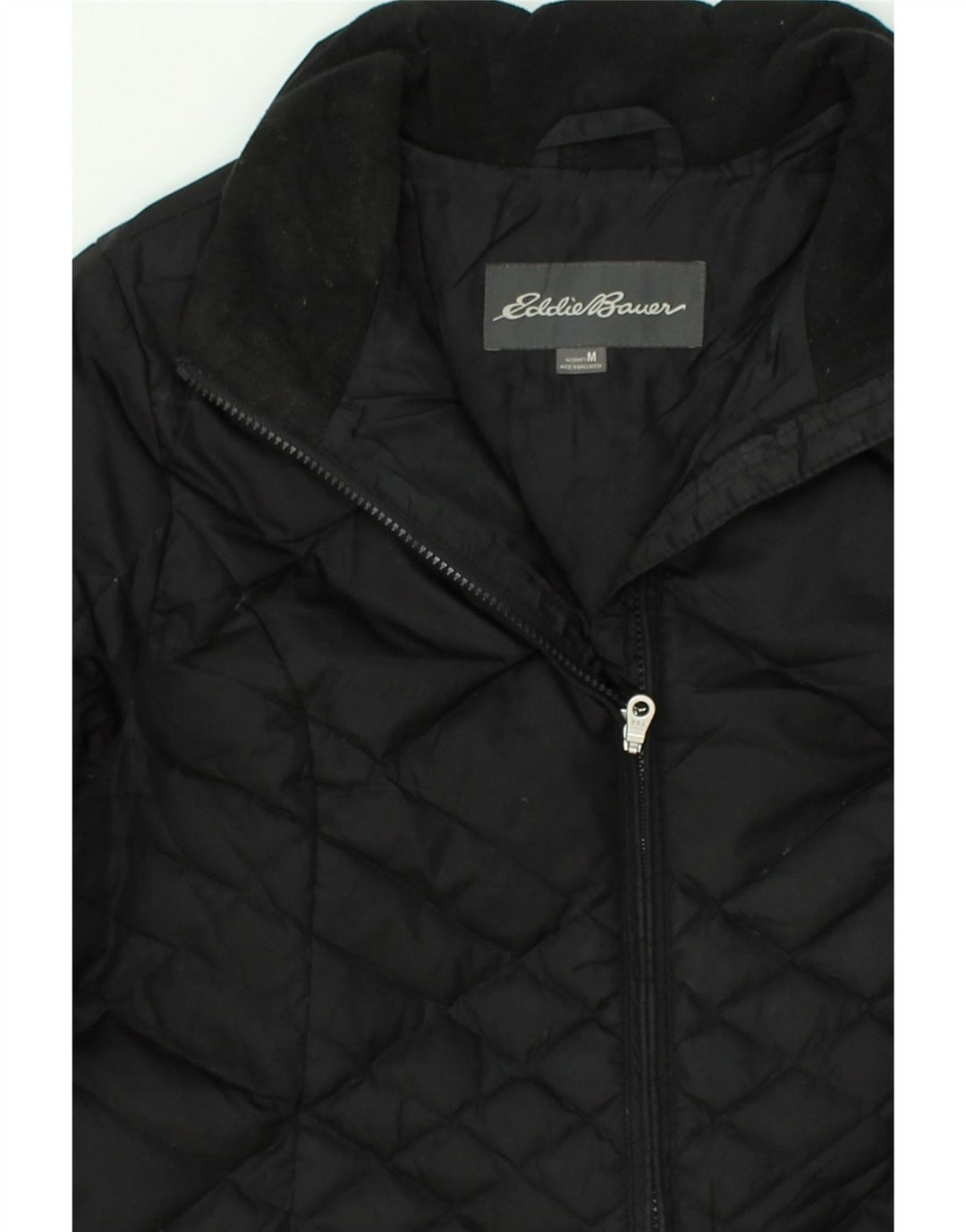 EDDIE BAUER Womens Padded Coat UK 14 Medium Black Polyester | Vintage Eddie Bauer | Thrift | Second-Hand Eddie Bauer | Used Clothing | Messina Hembry 