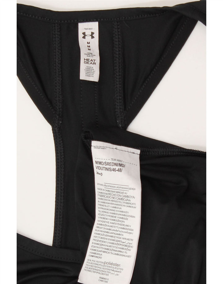 Under Armour Womens Heat Gear Graphic Vest Top UK 14 Medium Black Polyester