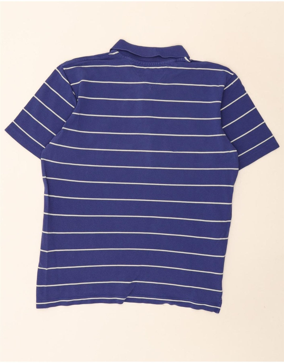 Tommy Hilfiger Mens Polo Shirt Medium Blue Striped Cotton