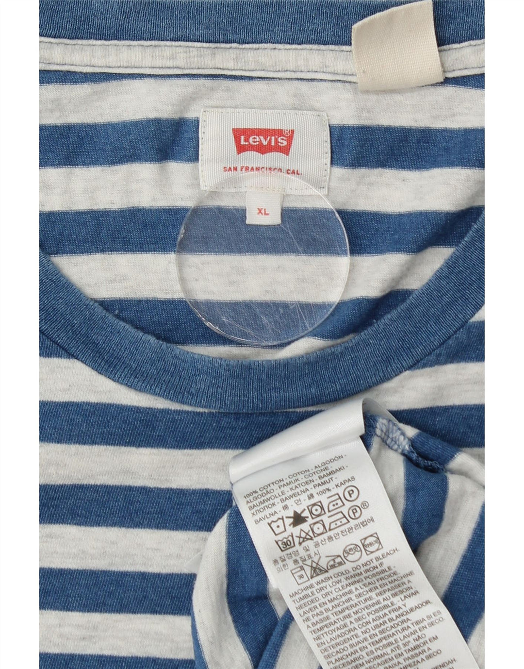Levi's Mens T-Shirt Top XL Blue Striped Cotton