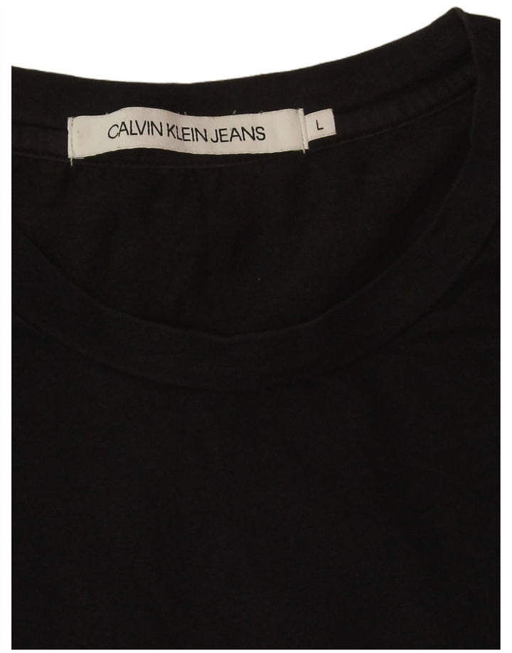 Calvin Klein Jeans Mens Graphic Top Long Sleeve Large Black Colourblock