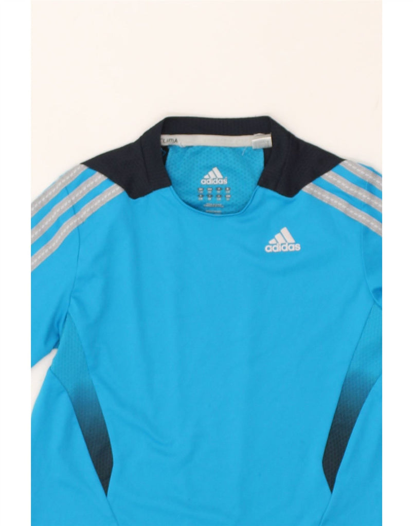 ADIDAS Boys Climacool T-Shirt Top 7-8 Years Blue Colourblock Polyester | Vintage Adidas | Thrift | Second-Hand Adidas | Used Clothing | Messina Hembry 