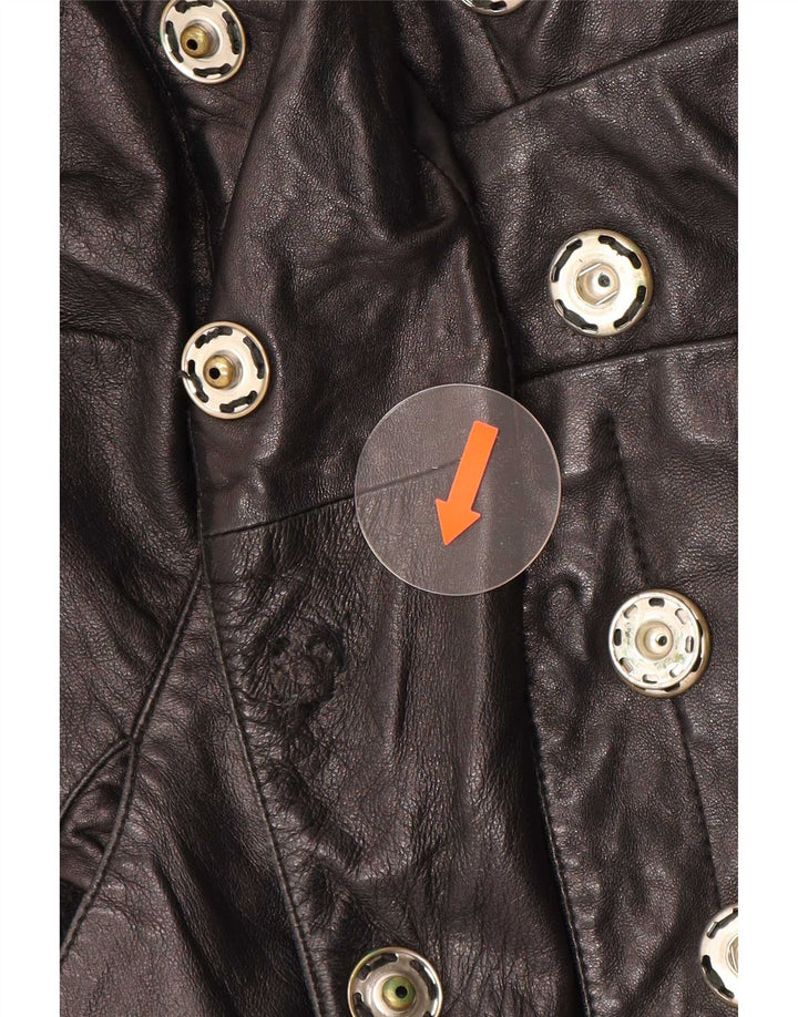 Vintage Womens Leather Biker Jacket UK 12 Medium Black