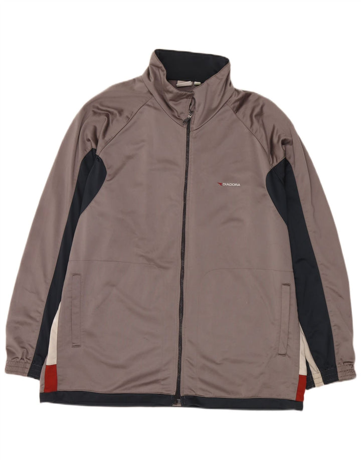 Diadora Mens Tracksuit Top Jacket UK 48 2XL Grey Colourblock Polyester