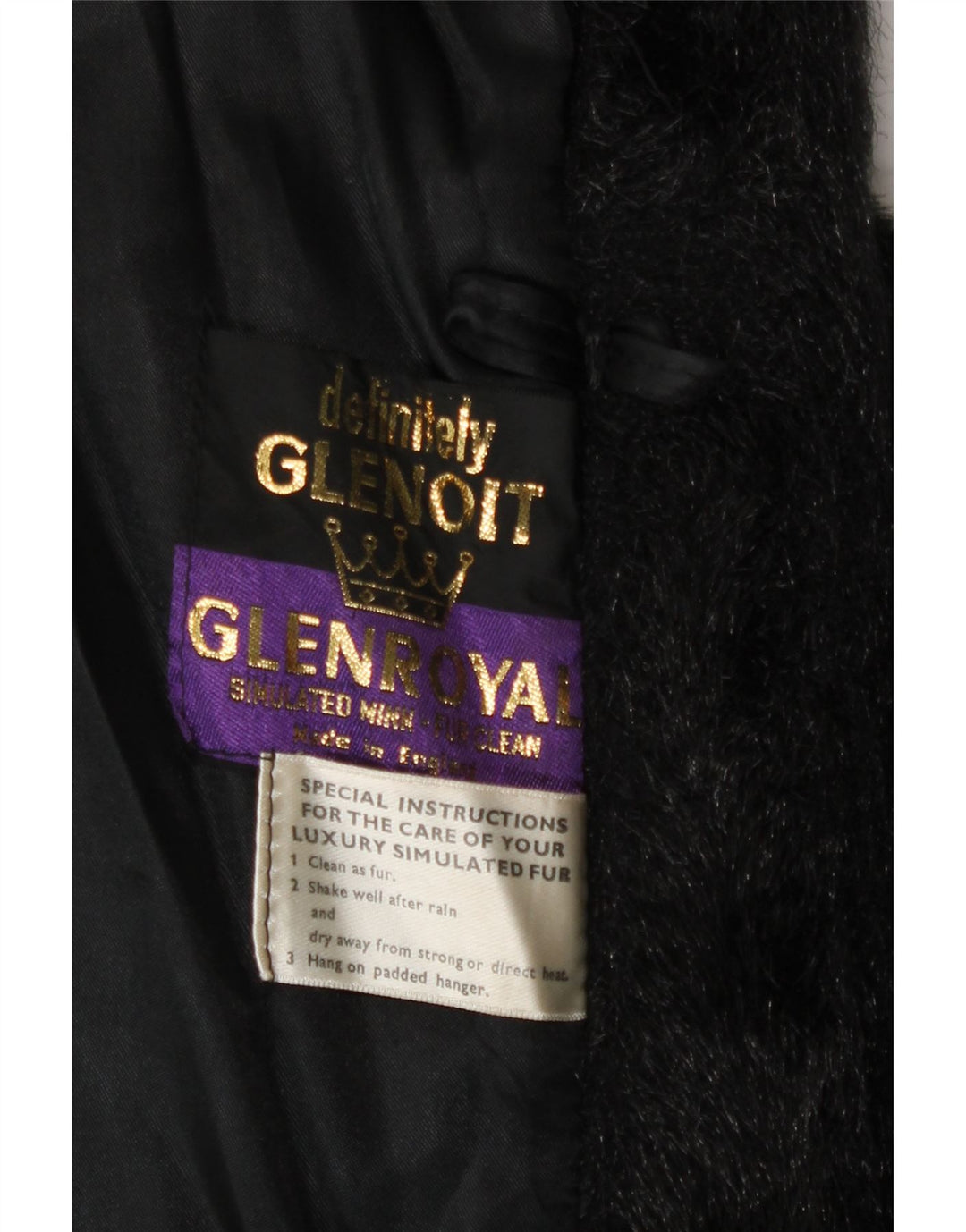 Glenoit Womens Faux Fur Overcoat UK 14 Large Black
