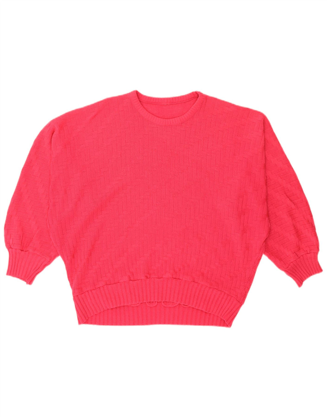 Vintage Womens Oversized Crew Neck Jumper Sweater UK 14 Large Pink