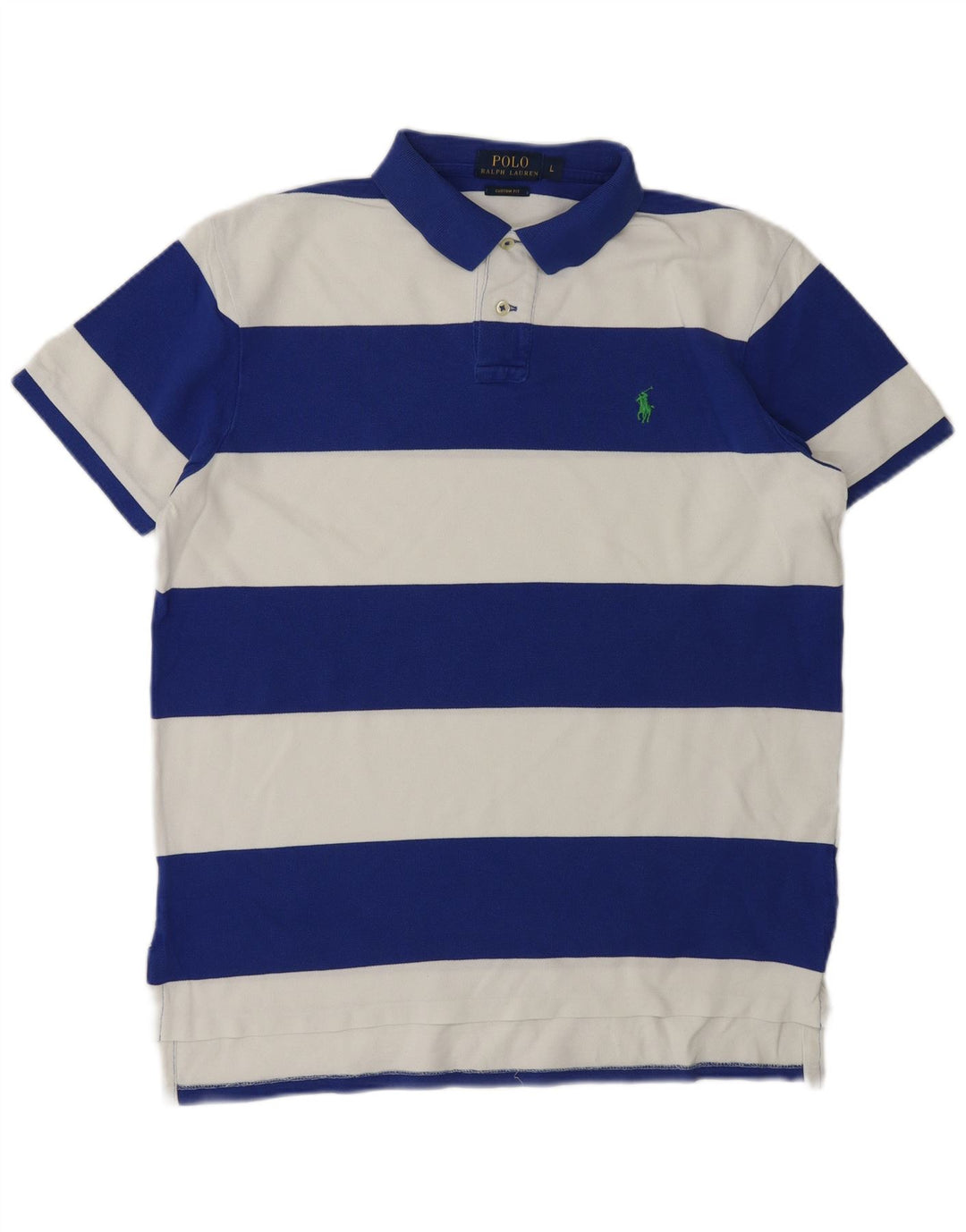 POLO RALPH LAUREN Mens Custom Fit Polo Shirt Large Blue Striped