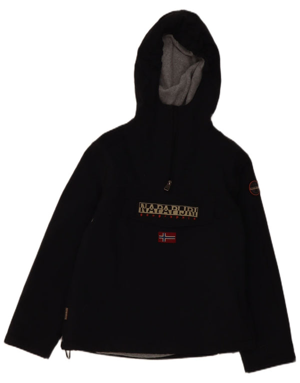 Napapijri Boys Hooded Graphic Anorak Jacket 9-10 Years Navy Blue Polyamide