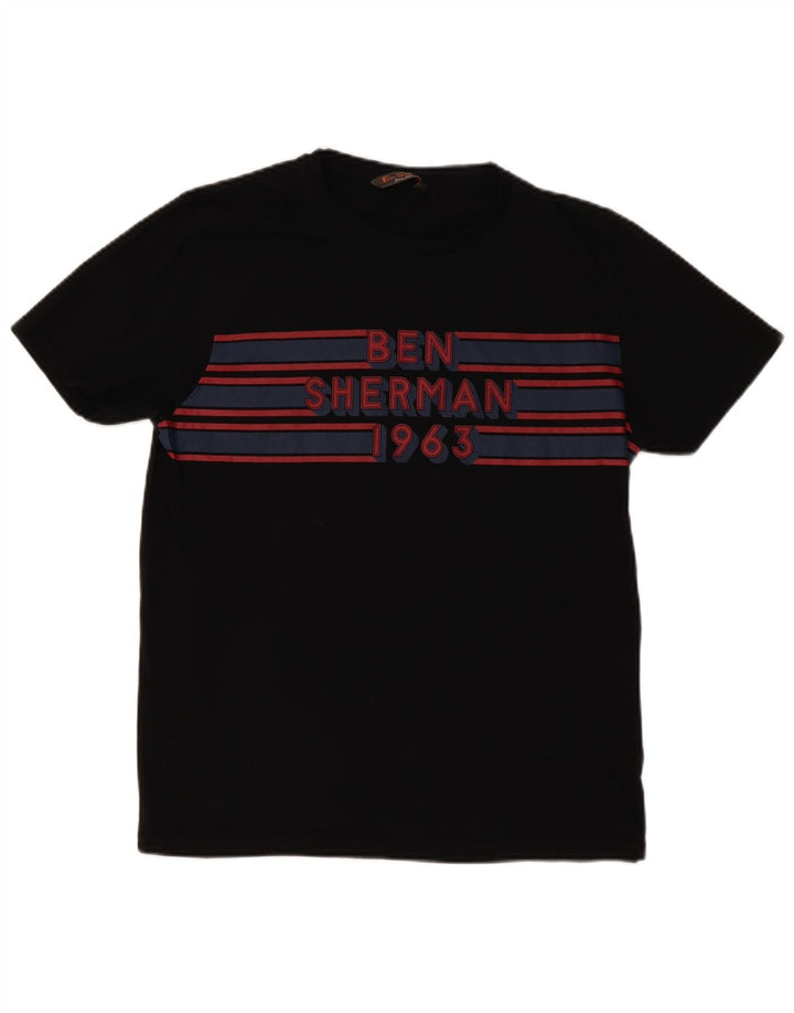 BEN SHERMAN Mens Graphic T-Shirt Top Medium Black Cotton