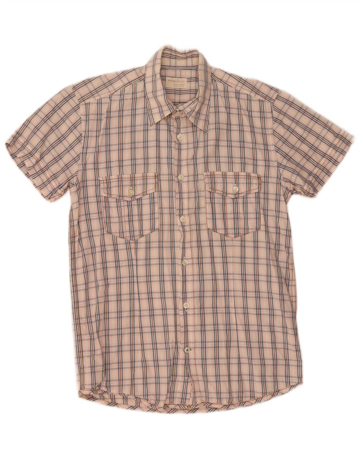 JACK & JONES Mens Graphic Short Sleeve Shirt Small Pink Check