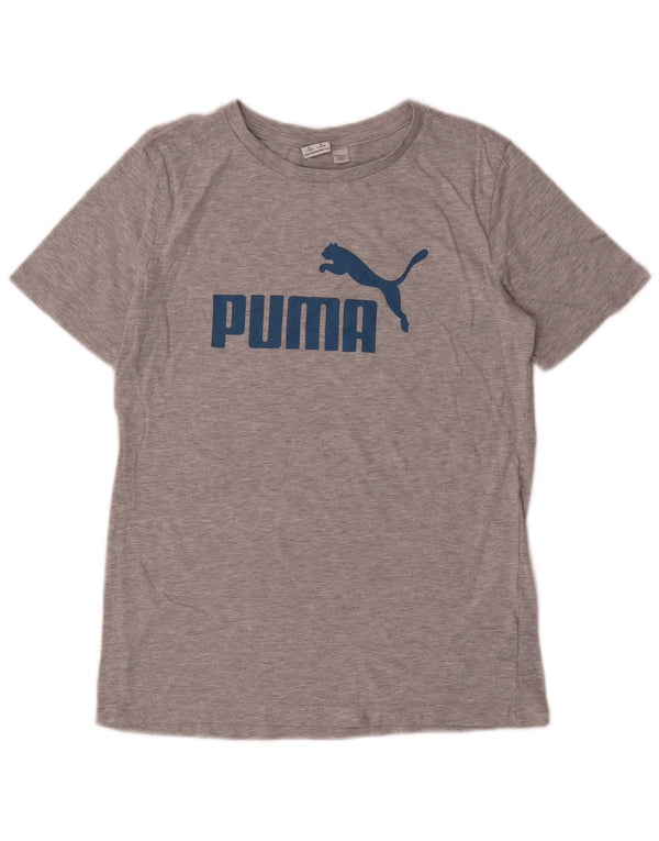 PUMA Boys Graphic T-Shirt Top 14-15 Years Large Grey Cotton