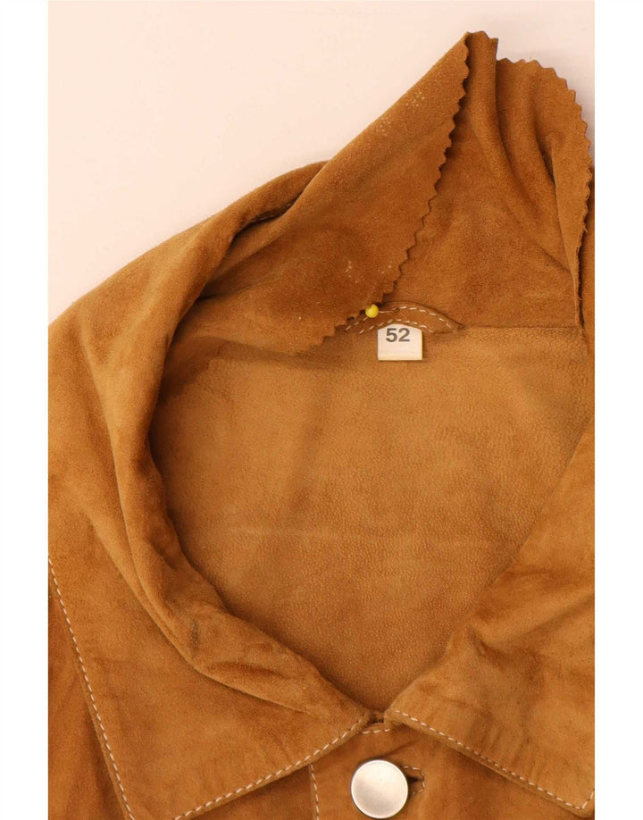Vintage Mens Suede Jacket IT 52 XL Beige Leather