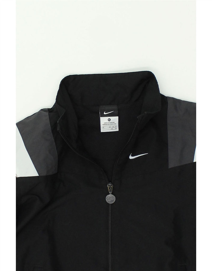 NIKE Boys Tracksuit Top Jacket 7-8 Years XL Black Colourblock Polyester | Vintage Nike | Thrift | Second-Hand Nike | Used Clothing | Messina Hembry 