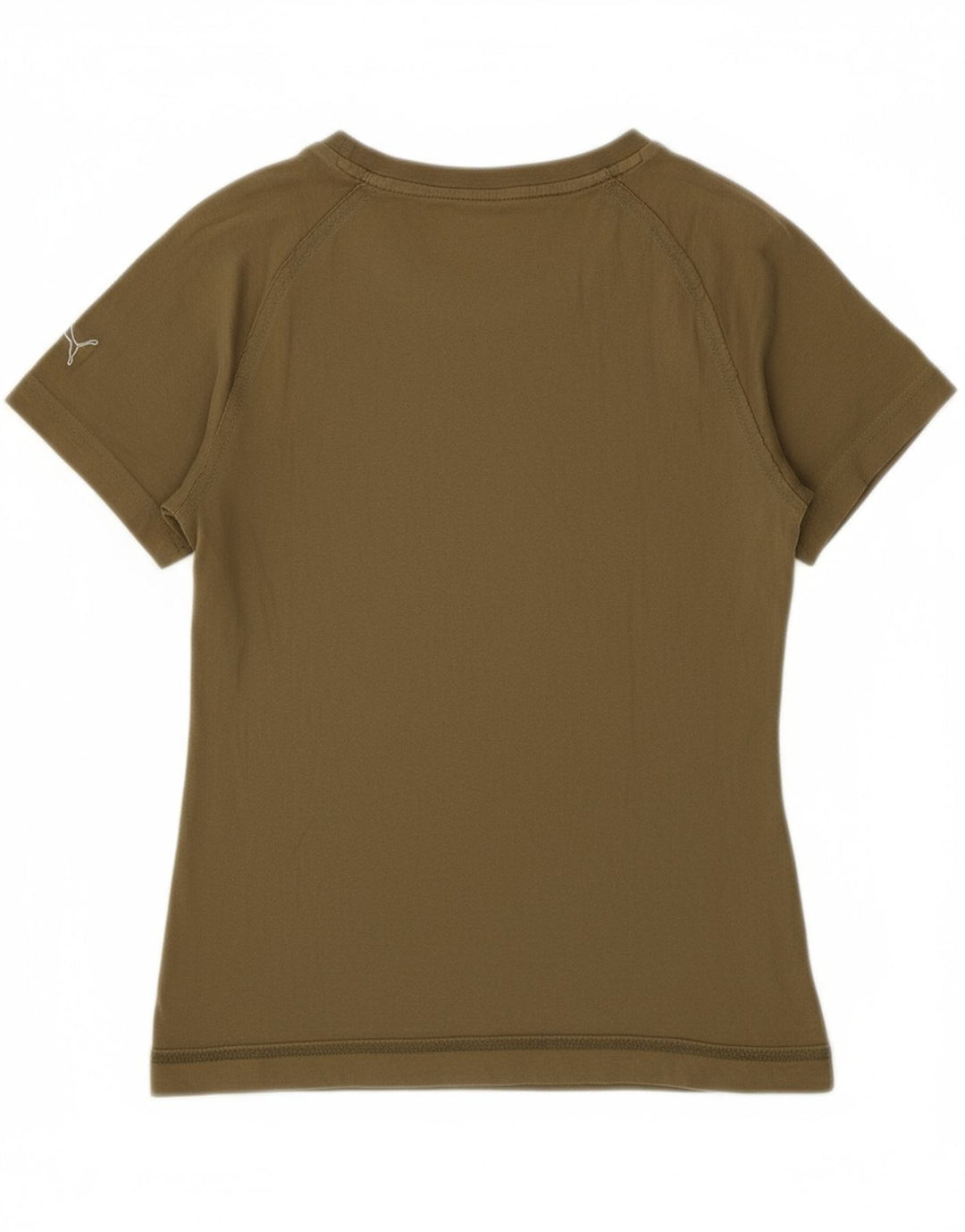 PUMA Womens Graphic T-Shirt Top UK 12 Medium Khaki Cotton