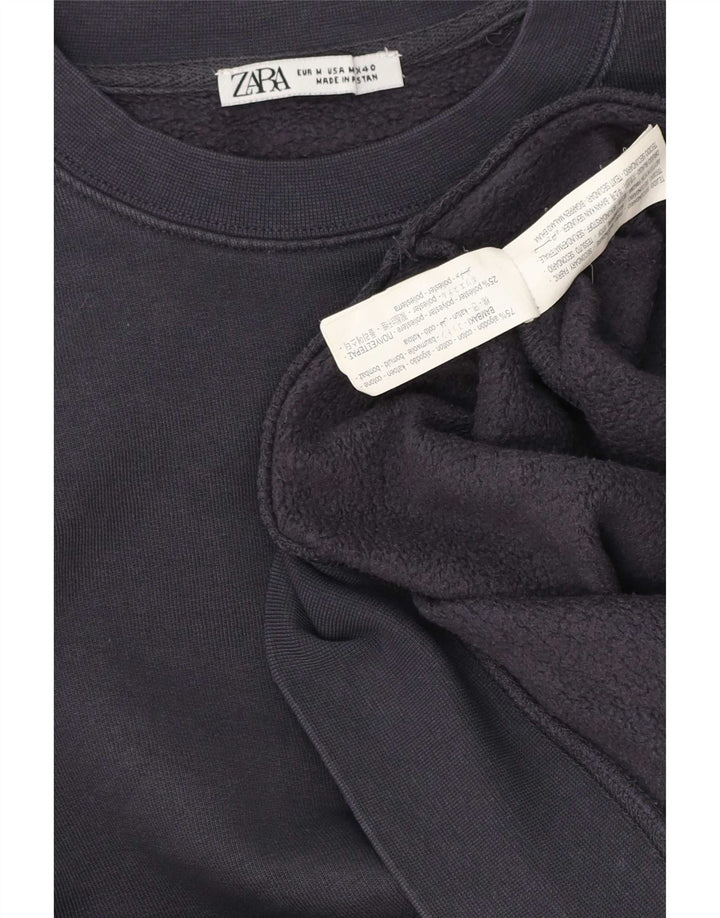 Zara Mens Sweatshirt Jumper Medium Navy Blue Cotton