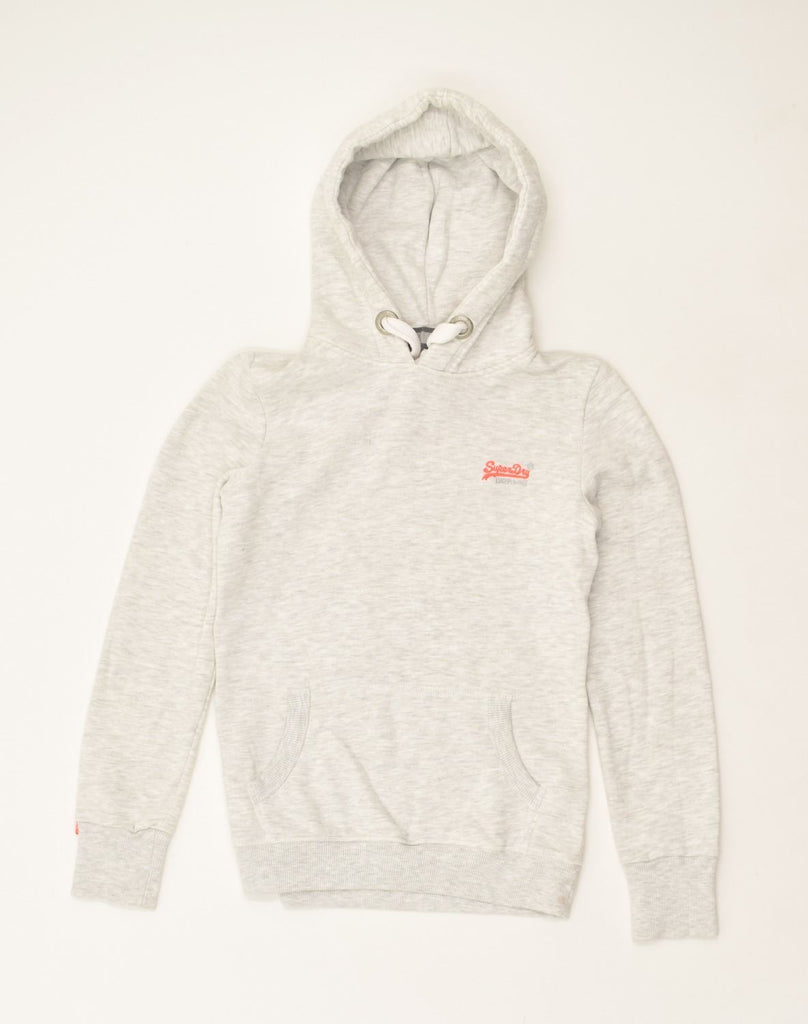 SUPERDRY Womens Hoodie Jumper UK 4 XS Grey Cotton | Vintage Superdry | Thrift | Second-Hand Superdry | Used Clothing | Messina Hembry 