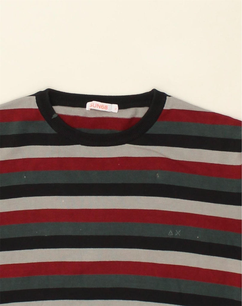 SUN68 Mens Crew Neck Jumper Sweater Large Multicoloured Striped Cotton | Vintage Sun68 | Thrift | Second-Hand Sun68 | Used Clothing | Messina Hembry 