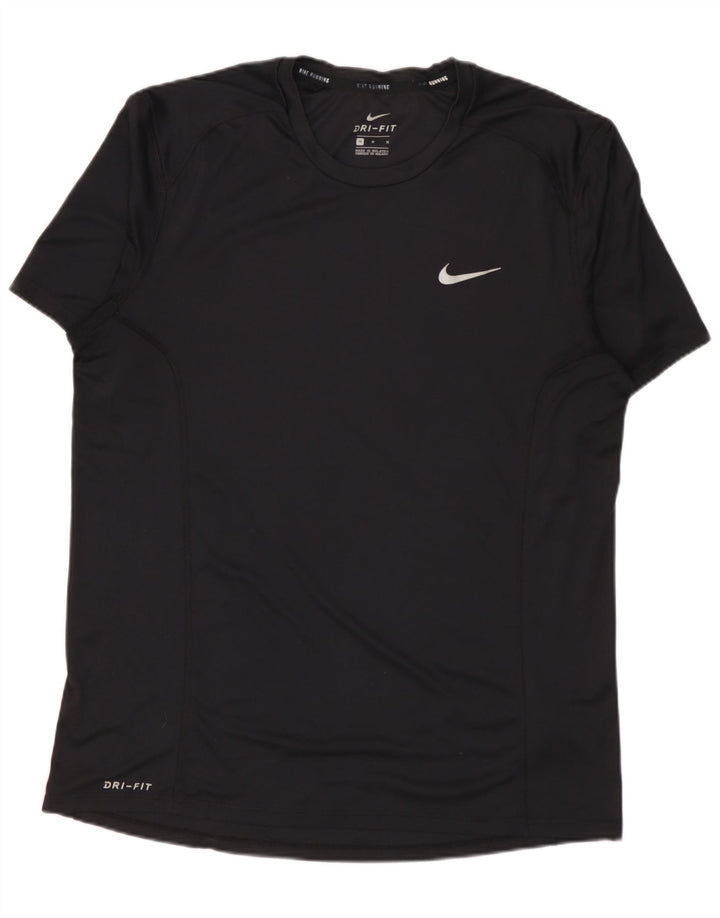 Nike Mens Dri Fit T-Shirt Top Medium Black Polyester