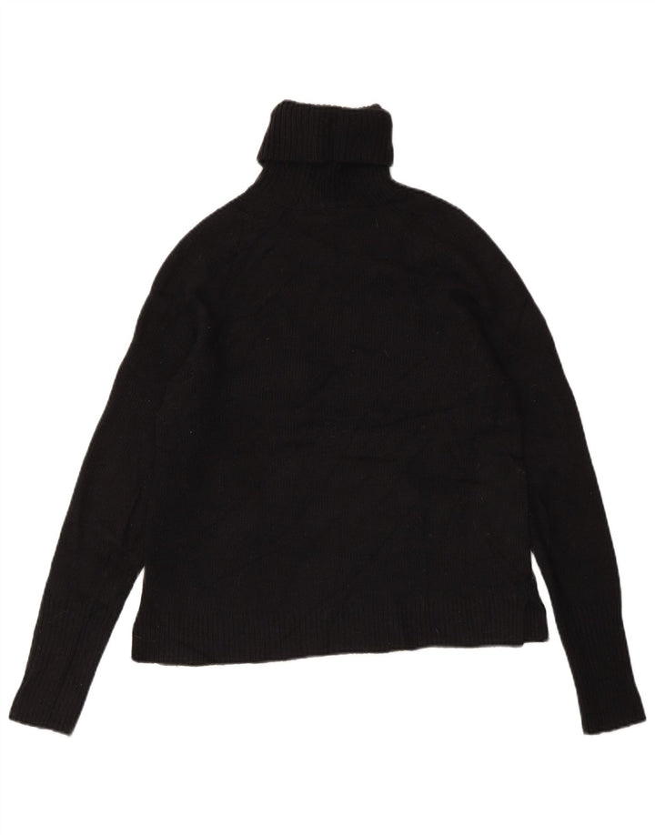 J. Crew Womens Crop Roll Neck Jumper Sweater UK 10 Small Black Wool