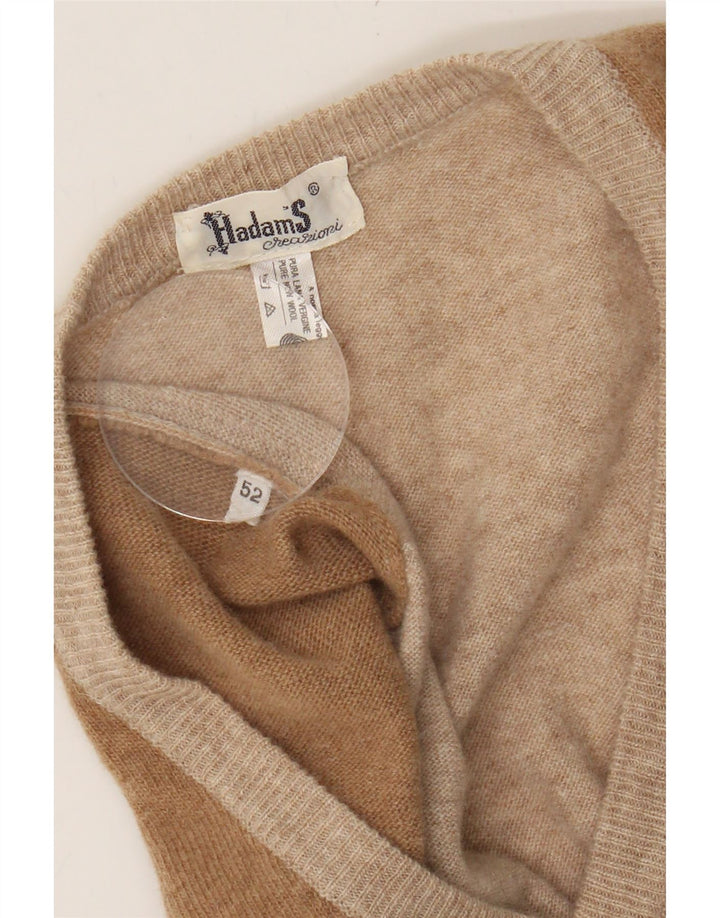 VINTAGE Mens Vest Tank Top IT 52 Large Beige Argyle/Diamond Wool Vintage Vintage and Second-Hand Vintage from Messina Hembry 