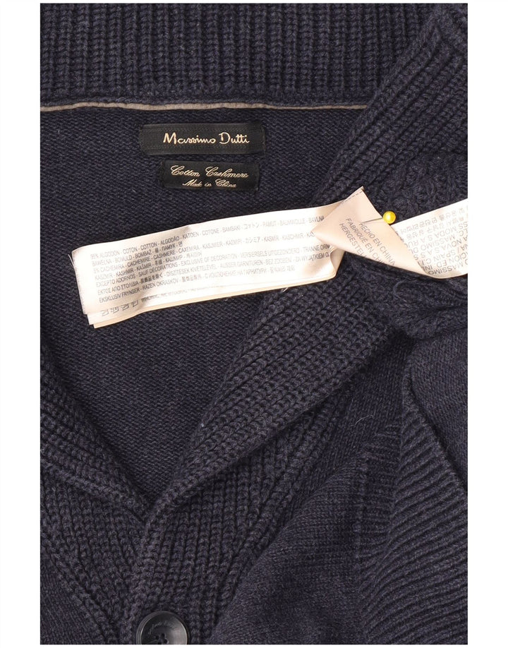 Massimo Dutti Mens Cardigan Sweater Medium Navy Blue Cotton