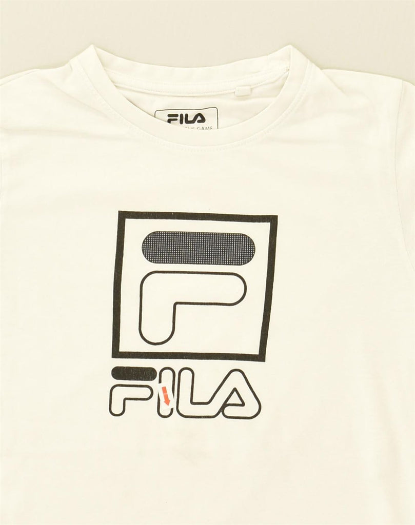 FILA Boys Graphic T-Shirt Top 7-8 Years White Cotton | Vintage Fila | Thrift | Second-Hand Fila | Used Clothing | Messina Hembry 